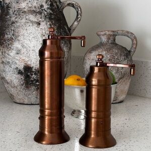 Copper Hearth and Hand Pepper Mill Grinder Set